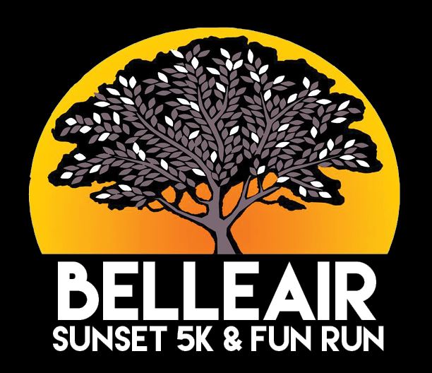 Belleair Sunset 5K & Fun Run black background logo