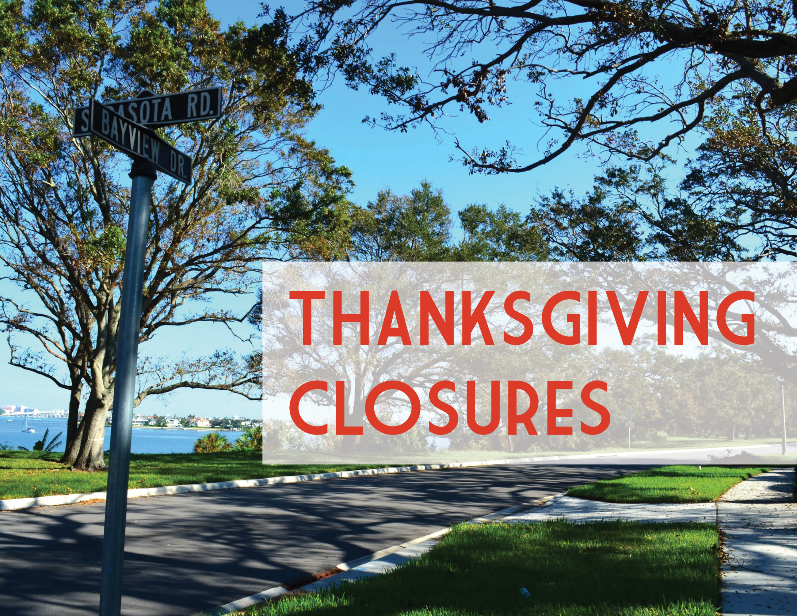 The intersection of Bayview Drive and Sarasota Road with the Clearwater Harbor in the background. Ov