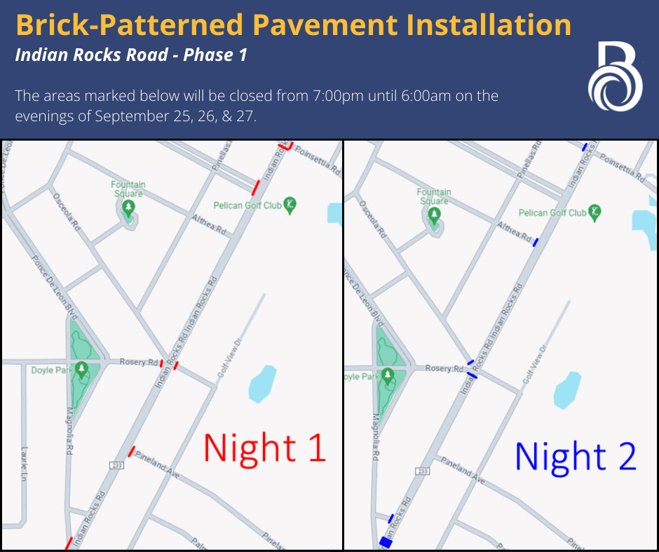 Roads will be closed from 7:00pm until 6:00am on the evenings of September 25, 26, 