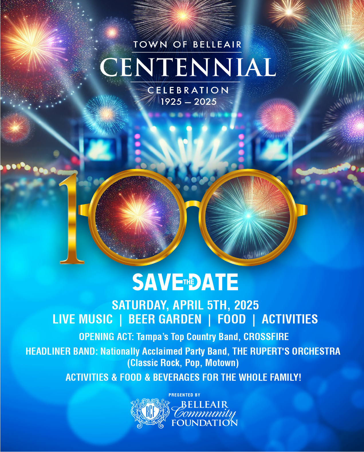 Save the date for the Town of Belleair's Centennial Celebration on Saturday, April 5, 2025.