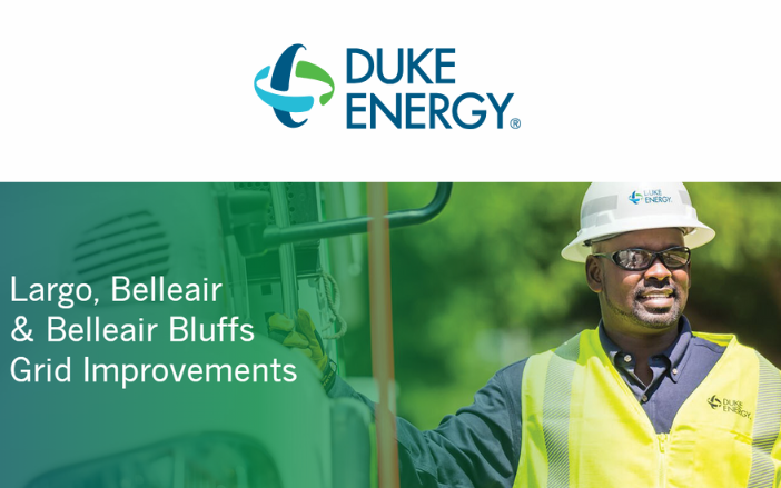 An image of text says 'Duke Energy - Largo, Belleair, and Belleair Bluffs Grid Improvements.'
